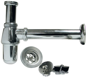 Sifón botella para lavabo extensible con válvula y tapón 1 1/4"