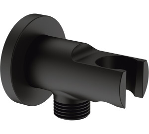 Soporte de ducha cilindrico con toma 1/2" Negro Oslo Black