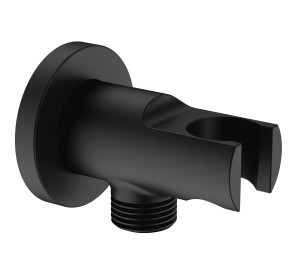 Soporte de ducha cilindrico con toma 1/2" Negro