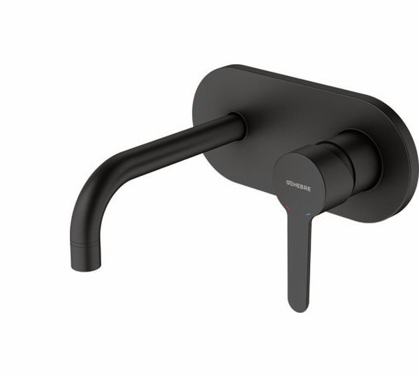 Monomando de lavabo empotrado caño 16cm Negro Oslo Black