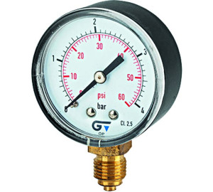 Manómetro Ø 53, salida inferior, rosca BSP 1/4"